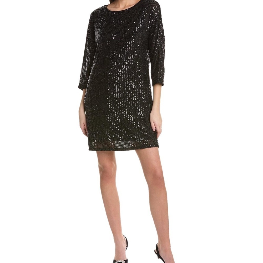 New Casual Black Sequin Dress Knee Length Small Vince Camuto NWOT